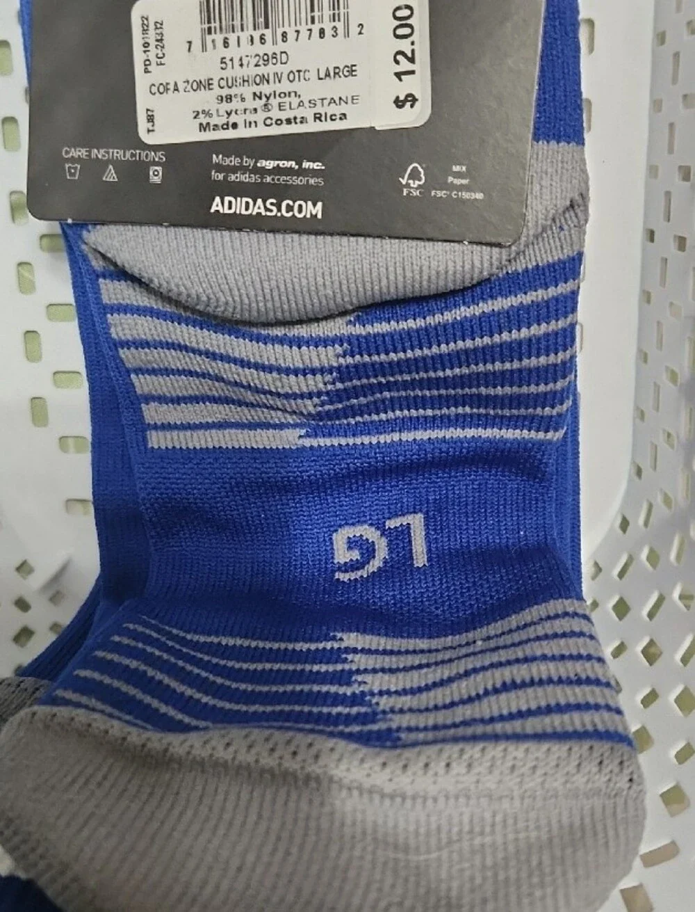 Adidas Blue Soccer Copa Zone Athletic Socks with White Logo L